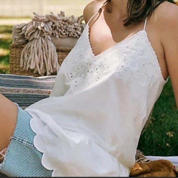 Anthropologie Letmebe Embroidered Eyelet Lace Peplum White Tunic NWT Size 4 - Picture 2 of 16